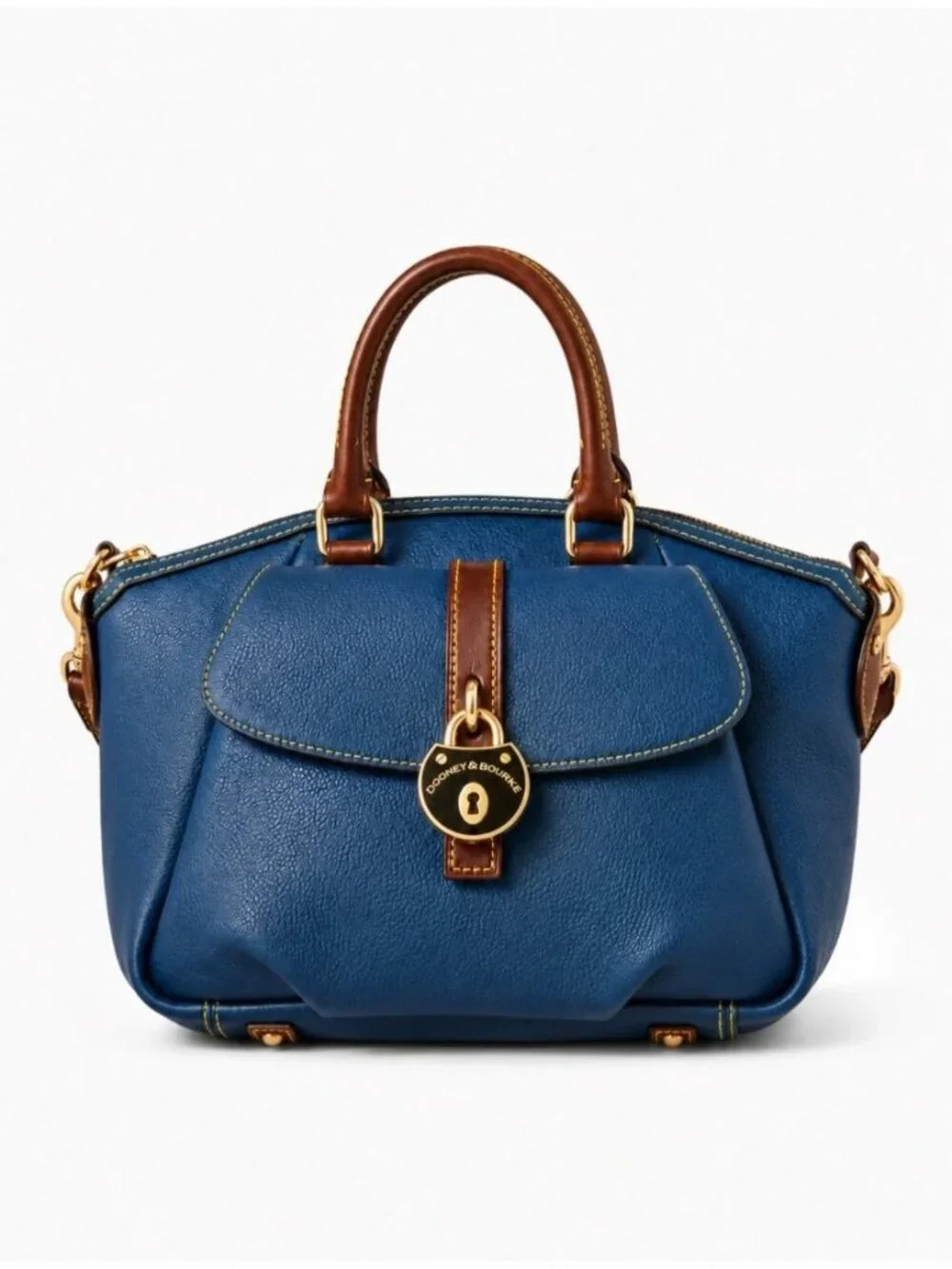 Dooney & Bourke Samba Denim Blue Leather Satchel NWT Crossbody Dust Bag